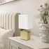 LT1218-BGE 11.81" Simple Designs Mini Cube Faux Stone Ceramic Table Lamp, for Living Room, Bedroom, Office, Beige