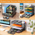 Marbrasse 3 Packs Desk Drawer Organizers, Tray with 9 Adjustable Compartments for Makeup & Office Supplies (2Pack-Black)