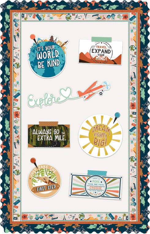 Carson Dellosa Let's Explore World Travel Bulletin Board Borders, 36 Feet Scalloped Travel Theme for Classroom Decor