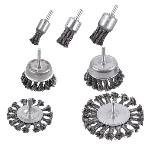 Rocaris 7Pcs Twist Knot Wire Wheel Brush for Drill Crimped Cup Wire