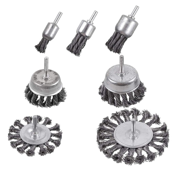 Rocaris 7Pcs Twist Knot Wire Wheel Brush for Drill Crimped Cup Wire