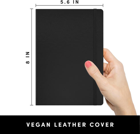 PAPERAGE Dotted Journal Notebook, Black, 160 Pages, Medium 5.6 in x 8 in, Hardcover for Work, School & Bullet Journaling