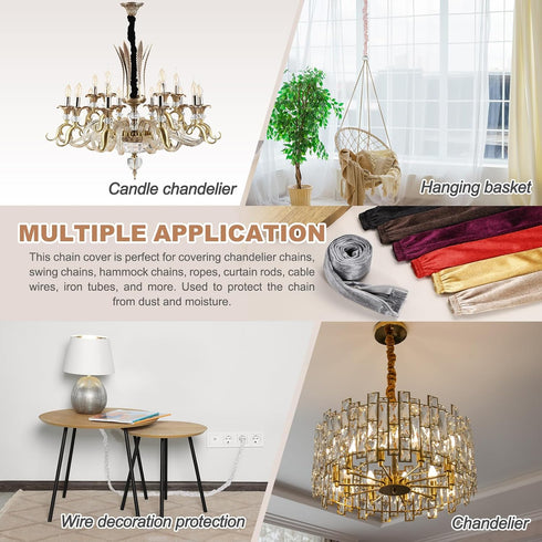 4.9ft 2 PATIKIL Chandelier Chain Cord Cover, Pcs Velvet Cloth Fabric Chain Sleeve Decorative Cord Covers for Chandelier