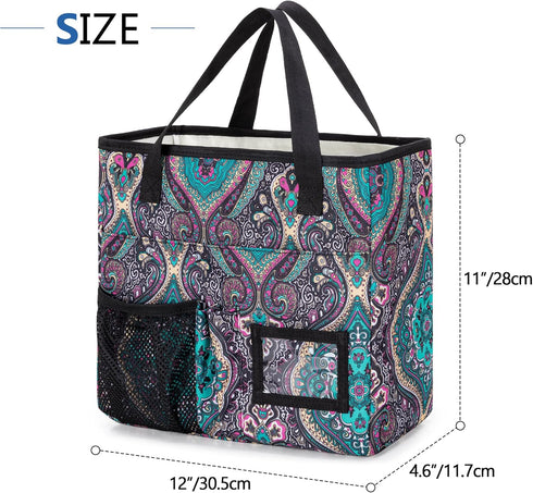 LoDrid Foldable File Tote Bag with Handles, Portable Organizer Box with 3 Built-in Boards for Letter Size Files,