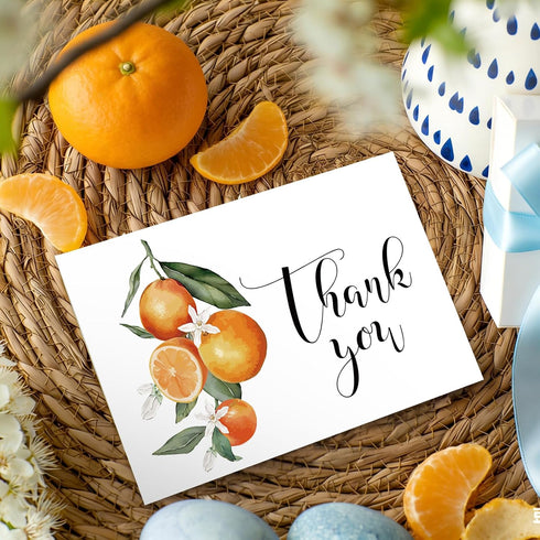 50 Pack JarThenaAMCS Little Cutie Thank You Cards Blank Note Card Watercolor Orange Flower Greeting Cards