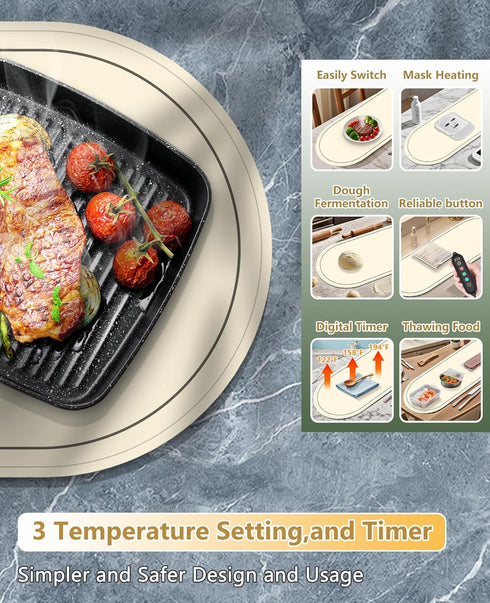 Countertop 36"x15"),Electric Food Warming Mats for Extra Large(XXL Heating Pad for Food,Roll Up Silicone Warmer Mat