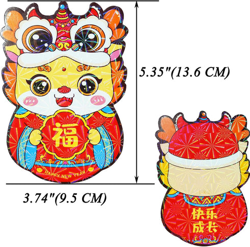 ETHOON 36 2024 Set Pcs Chinese New Year Cute Dragon Shape Red Envelopes Lunar New Year Hong Bao Red Pocket Lucky Money