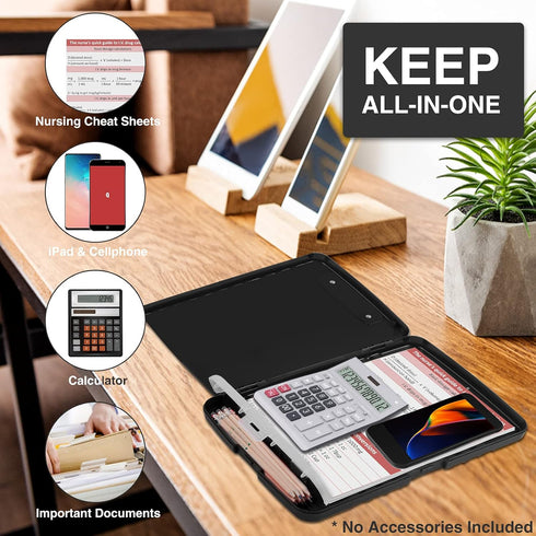Clipboard with Storage - High Capacity Nursing Clipboards with Pen Holder, Heavy Duty Plastic, Smooth Writing