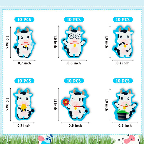 Cute Cow Mini Erasers - 60Pcs Back to School Gifts for Kids, Animal Pencil Top Erasers, Farm Animal Birthday Supplies