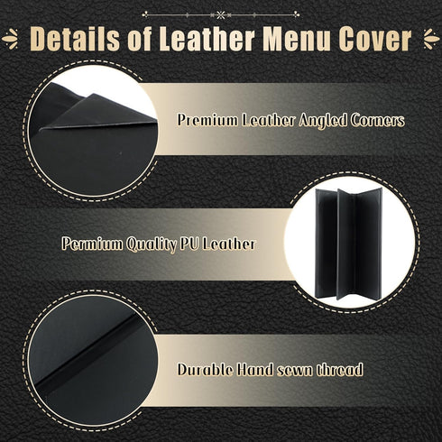 4.25" 11" Pack 5 4 (5, 4 (4.25 11 inch)) Restaurant Menu Covers Holders x | of Synthetic Leather Triple Fold Panels