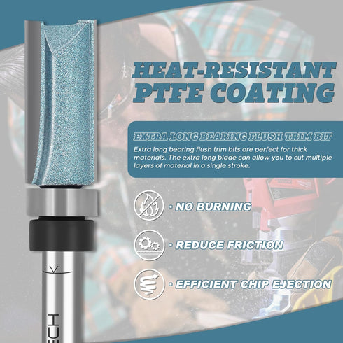 KEENTECH Router Bits 1/4" Shank, Flush Trim Carbide Tipped Pattern Bit, Template Straight Heavy Duty Woodworking Tool