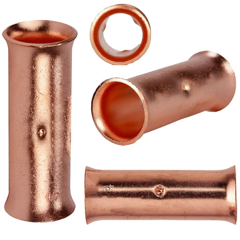 00 Gauge Butt Splice Connectors, 10 PCS 2/0 AWG Non-Insulated Butt Connectors with 10 PCS 3:1 Heat Shrink Tube