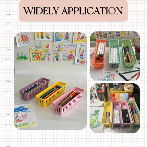 RAUVOLFIA 12 Pack Classroom Pencil Organizer Pencil Basket or Crayon Basket, Small Pencil Holder Tray for Kids Desks
