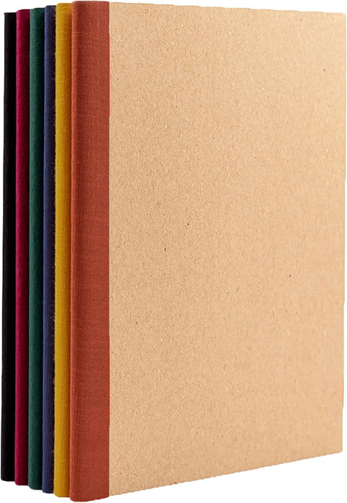 PAPERAGE 6-Pack Composition Notebook Journals, 120 Pages, Small Size (8 in x 5.75 in), Kraft Cover