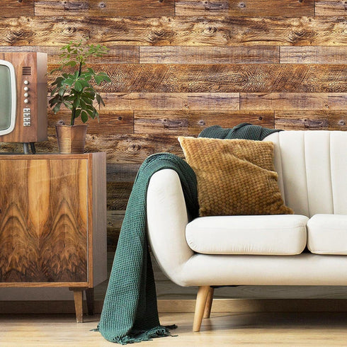 Yun-aeon Brown Wood Peel and Stick Wallpaper 17.3" X 120"Coffee Brown PVC Self Adhesive Wood Wall Peel and Stick Paper for Wall Covering Furniture Countertop Kitchen Christmas DIY by Yun-aeon