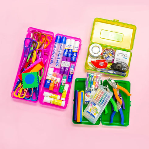 BAZIC Plastic Pencil Case Utility Storage Box - COLOR VARY Organizer for Pens and Pencils (1-Unit)