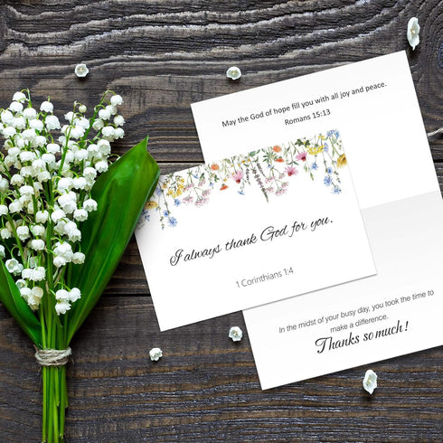 Affrolling 50 Pack 4x6 Inch, Spring Religious Christian Thank You Cards Bulk with Scripture Envelopes and Stickers