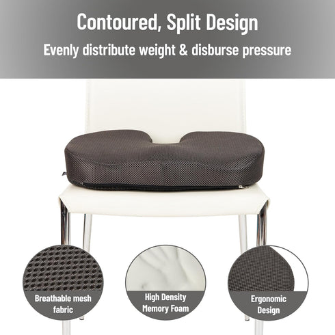 Mind Reader Memory Foam Seat Cushion with Air-Cloud Technology, Sciatica, Coccyx & Hip Pain Relief, Office, Memory