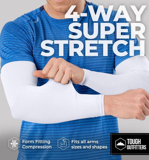 Tough Outdoors Sun Protection Sleeves - UV Arm Sleeves for Men and Women, Golf Cooling Baseball Sun Sleeves