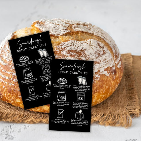 Lashicorn 50pk 2x3.5 Sourdough Bread Care Instructions Cards Tips and Tricks Minimalist Black Starter Kit Farmers
