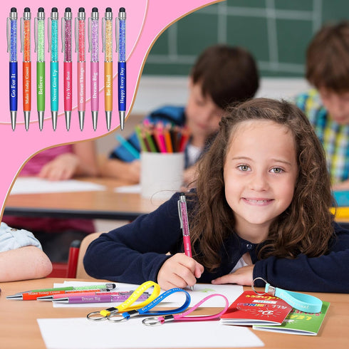 PerKoop 48 Pcs Inspirational Gifts Set, Motivational Notepads, Ballpoint Pens, Keychains, Cute Colorful Journals