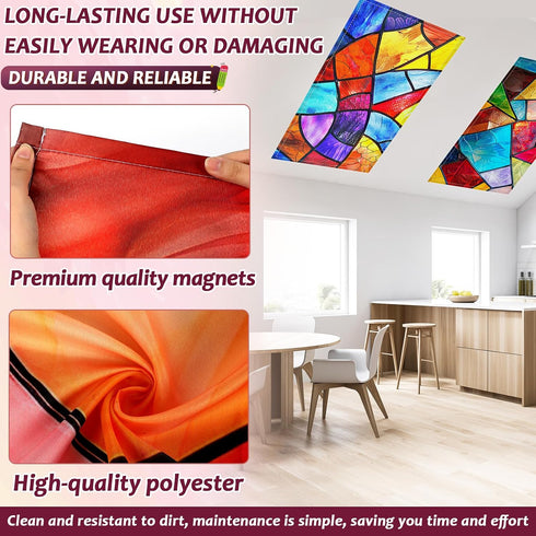 6 60 4 2 Pcs Fluorescent Light Covers with Magnets Decorative for Classroom Ceiling Lights x Feet Magnetic Light Cover