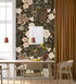 HAOKHOME 93276 Peel and Stick Wallpaper: Floral Vintage Removable Rose Leaf Black/Brown/Beige Stick on Mural 17.7in x