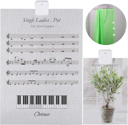 Self Adhesive Clips, Wall Clips, Shower Curtain Clips, Photo Clips for Paper Flag Hanger, 12 Pieces, White
