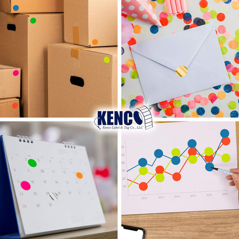 Kenco Color Coding Circle Dot Sticker Labels on a Roll, White, 1 Inch, 1000 Stickers