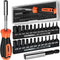 TEKPREM 24-Piece Metric & SAE Hex Bit Set with Magnetic 1/4" Screwdriver Bit Driver and Storage Box