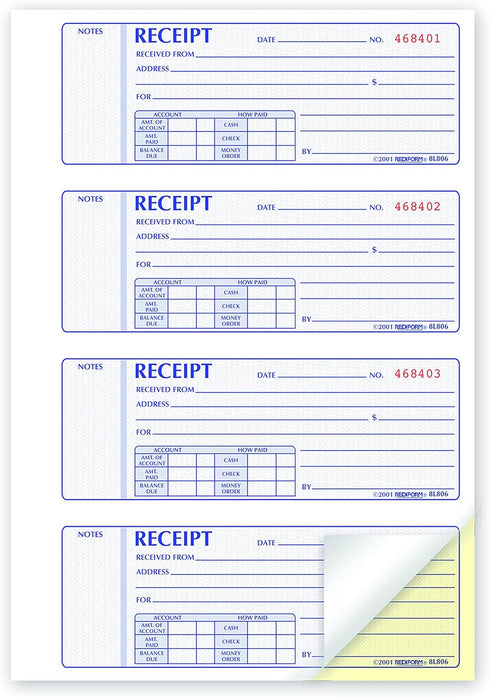 Rediform (8L806) Prestige Duplicate Carbonless Softcover Money Receipt Books