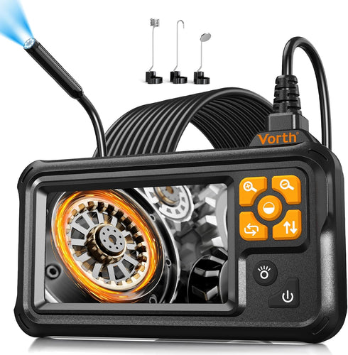 Vorth Endoscope Camera with Light, 4.3" IPS Screen 1080P Borescope with 8 LED
