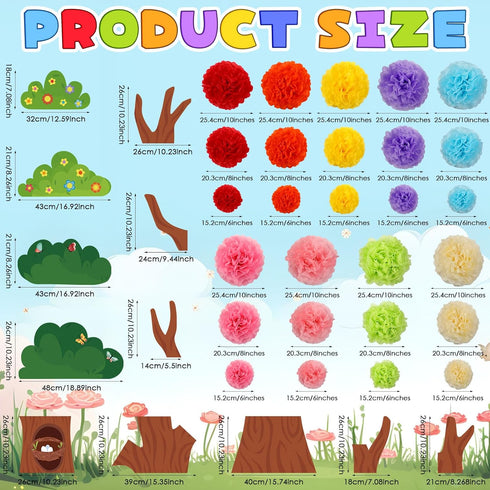 Classroom Tree Bulletin Board Set 3D Tree Classroom Decoration with Paper Pom Poms Classroom Tree Wall Decoration for Preschool Kindergarten Primary School Back to School Classroom Supplies (Spring)