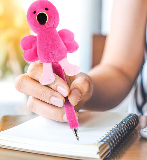 DolliBu Flamingo Plush Pen Cute & Soft Bird Stuffed Animal Ballpoint Novelty Pen Toy, Unique Writing Pen Instrument