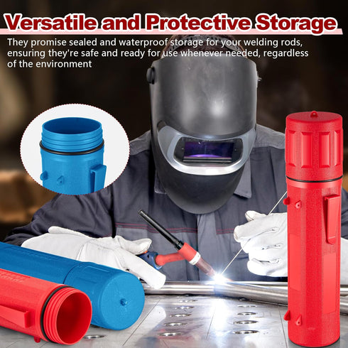 Zonon 4 Pcs 14 Inch Electrode Rod Storage Tube, Waterproof Welding Rod Holder for Canister (Red and Blue)