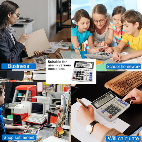 Desk Calculator, 12 Digit Extra Large 4.3-Inch LCD Display, Two Way Power, Big Buttons for Office Use