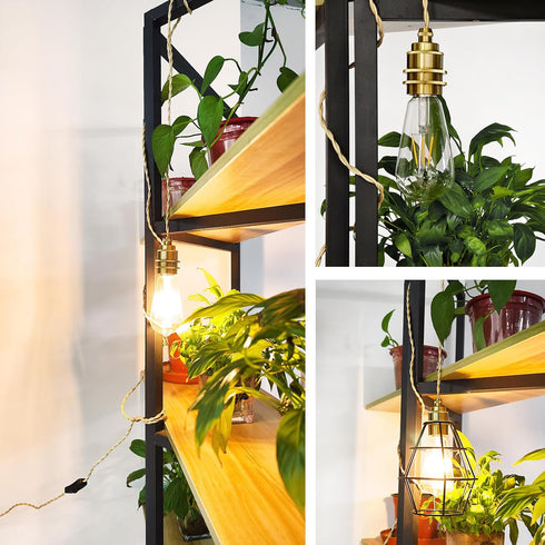 E26 11.5FT Gold Plug in Pendant Light Kit, Hanging Plug in Lights Fixture with Metal Ceramic Socket, Hanging Lights