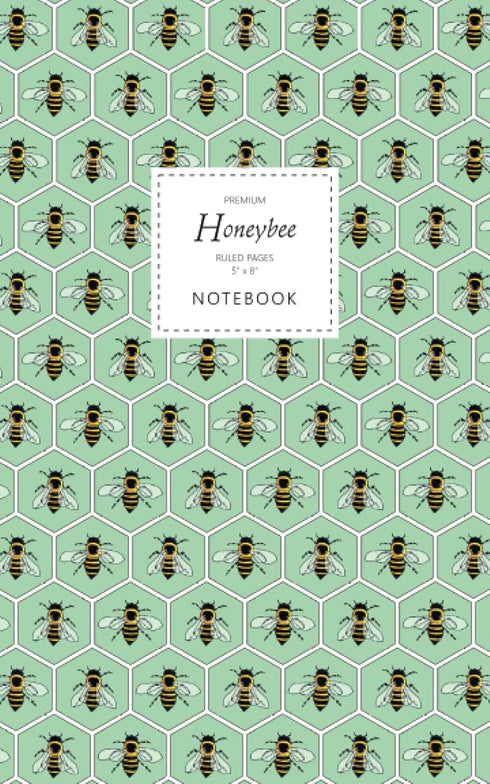 Honeybee Notebook - Premium: Fun Ruled Pages - 5x8 - Green Edition with 96 Lined Pages
