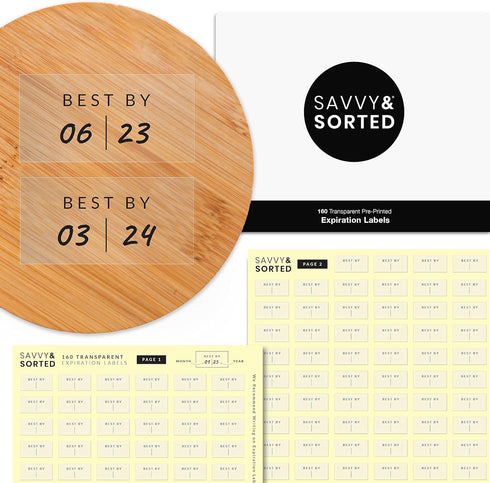 Clear Expiration Date Labels - 176 Waterproof Food Labels for Pantry Containers, Meal Prep Stickers