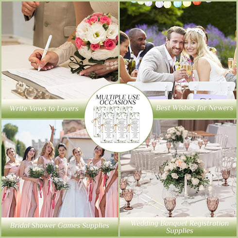Tenceur 150 Sets Bridal Shower Pens, Thank You Cards with Twine, Retractable Ballpoint Pen Wedding Favors, Black Ink