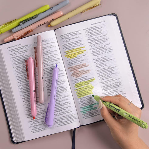 WRITECH Retractable Bible Highlighters, 12 Pack Pastel Colors No Bleed Aesthetic Marker Pen