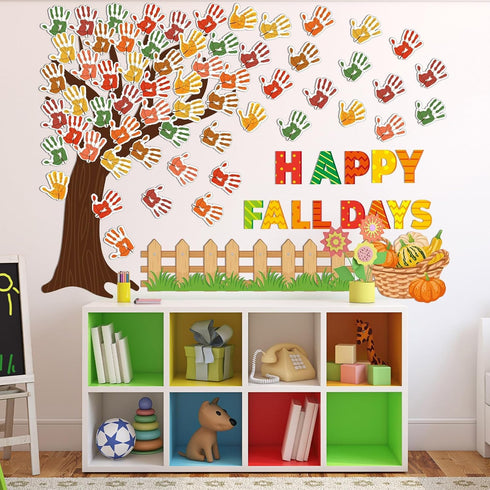 Fall Tree Bulletin Board Sets with Autumn Decorations, Happy Fall Cutouts for Thanksgiving Party Classroom