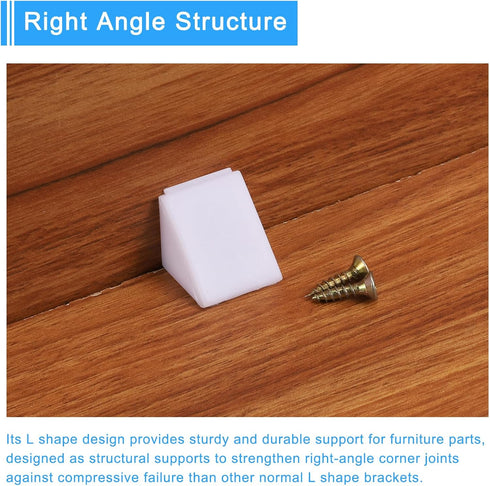 12 90 21x23x21mm uxcell Pcs Degree Plastic Corner Braces, Shelf Right Angle Brackets with Screws for Cabinets