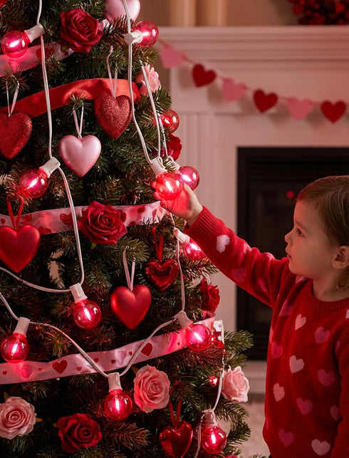 50Ft G40 27 Bulbs, LED Valentine's Day String Lights Outdoor, Valentines Decorations Lights with Red Shatterproof Globe