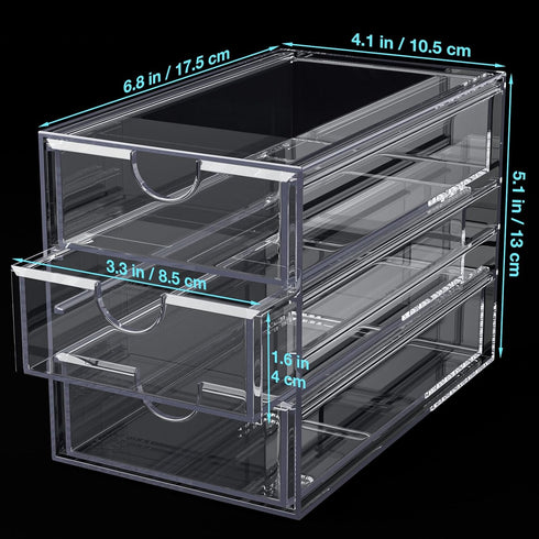 Noverlife 3 Drawers Hair Accessories Organizer - Clear Acrylic Desktop Craft Drawer Cabinet for Bathroom