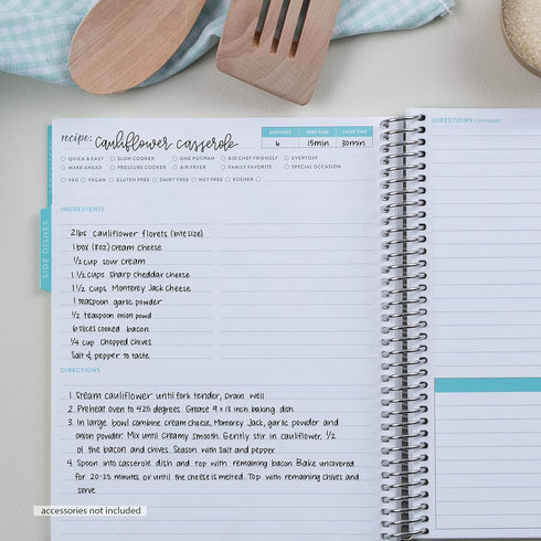 Erin Condren Spiral Coiled Recipe Prompted Notebook: Metallic Wet-Erase Cover with 160 Pages