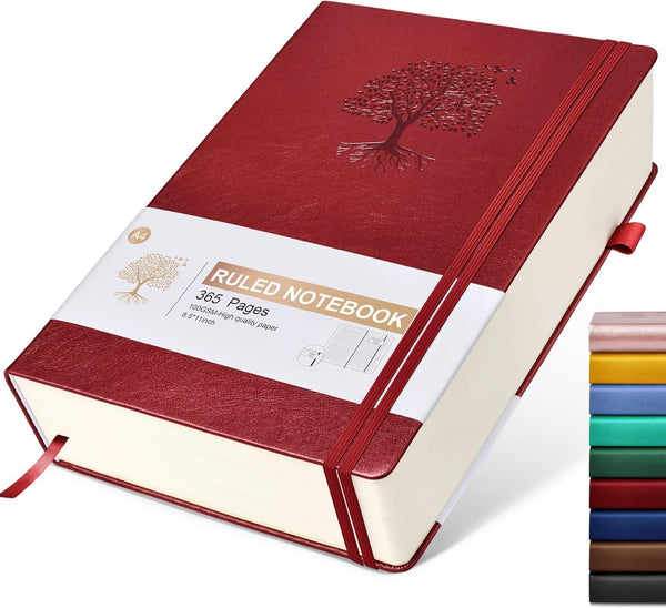 Lined Journal Notebook: 365 Pages A4 Big Writing Notebook, Hardcover Leather for Women Men, 100Gsm Thick Paper