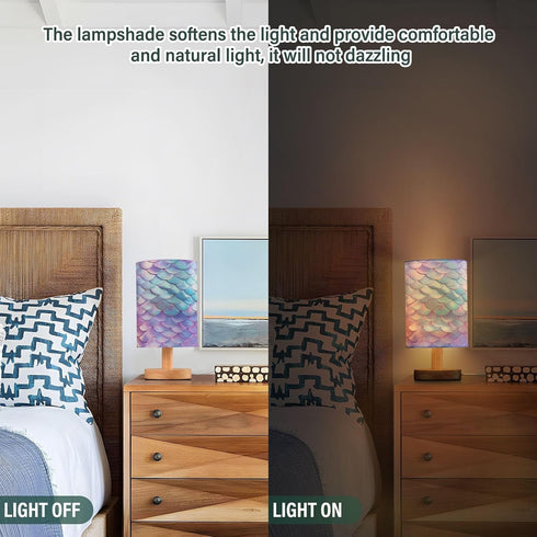 Bulb ALAZA Magic Mermaid Decor Bedside Table Lamp with USB Port for Bedroom Nightstand Office Desk LED Included