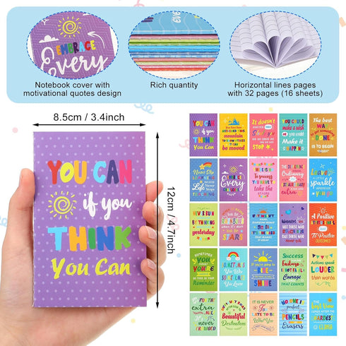 Sabary 100 Pcs Back to School Gifts, Inspirational Notepads, Mini Motivational Pocket Notebooks, Colorful Style