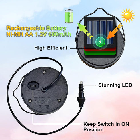 2Pack 600mAh Solar Lights Replacement Parts with Rechargeable Battery AA for Solar Garden Lantern Lights, Patio, Yard